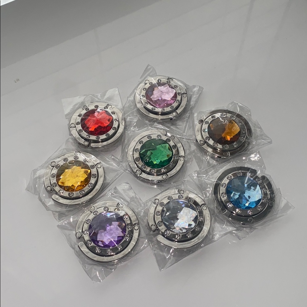 New Portable Rhinestone Bag Hooks Various Colors - Picture 2 of 7